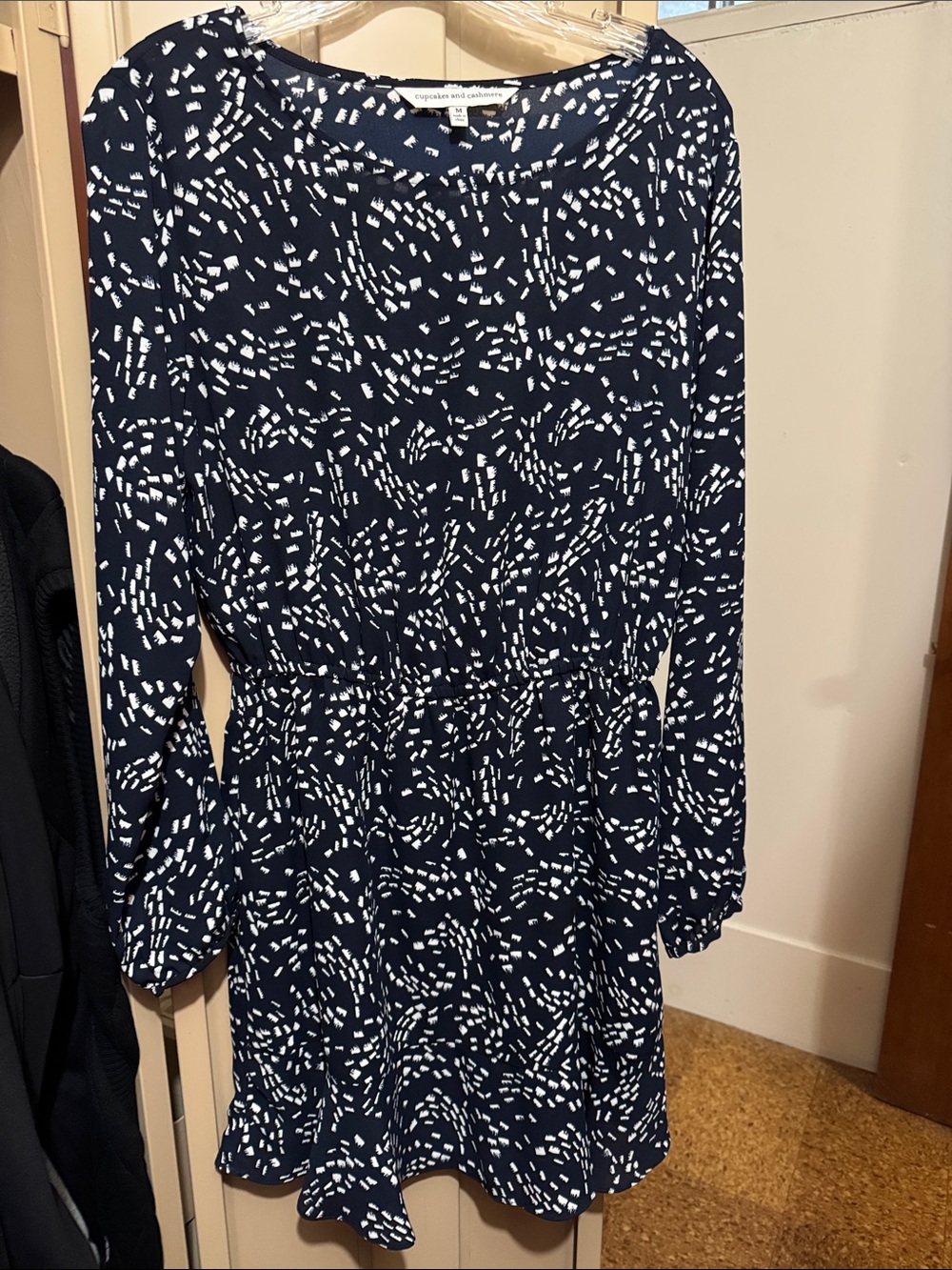 cupcakes & cashmere Navy and White Printed Long-Sleeve Dress